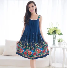Women Cotton Nightgown Floral Sleep font b Dress b font Sleeveless Sleep Shirt Plus Size font