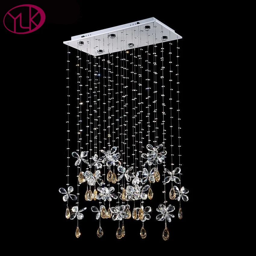 

Luxury Butterfly Crystal Chandelier For Dining Room Rectangle Modern LED String Crystal Lighting Fixture 6 Lights Cristal Lustre