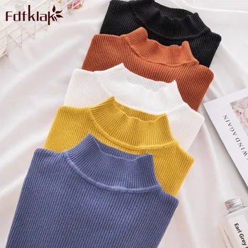 

Fdfklak Half-turtleneck warm sweater women knitted winter sweaters tight spring autumn knit sweater women's bottoming pull top