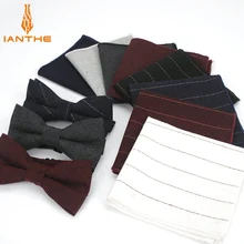 Галстуки-бабочки для мужчин набор Классический Полосатый s Бабочка карман квадратный носовой платок Хлопок вечерние подарочные бабочка в деловом стиле наборы