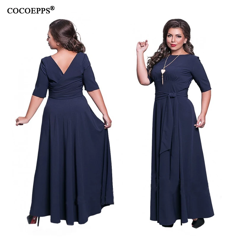 COCOEPPS Plus Size Women Long Floor Dress Autumn Large Size 5XL 6XL Maxi Dress Elegant Party Club Sexy Big Size Open back dress