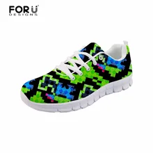 Forudesigns/удобные Для женщин Спортивная обувь сетки весенние туфли женские Обувь граффити Личность печати Кружево-Up Обувь Zapatillas Mujer