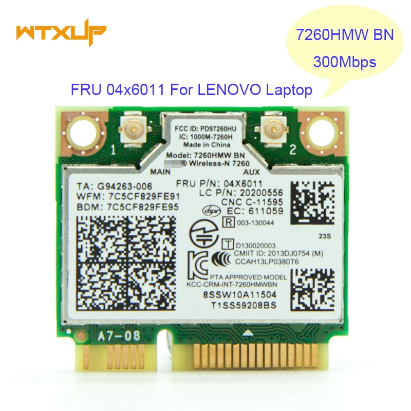 7260HMW+ BT 4,0 мини PCIE WLAN CARD беспроводная сетевая карта для стационарного персонального INTEL 7260 BN WIRELESS-N для lenovo 04X6011 K4350 K4250 B5400 M5400 M4400S S410 S310 S540