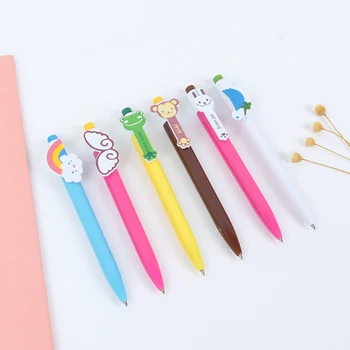 

60 pcs/Lot Cartoon cat frog monkey rabbit ballpoint pen 0.5mm roller ball pens Blue color ink Office School supplies FB207