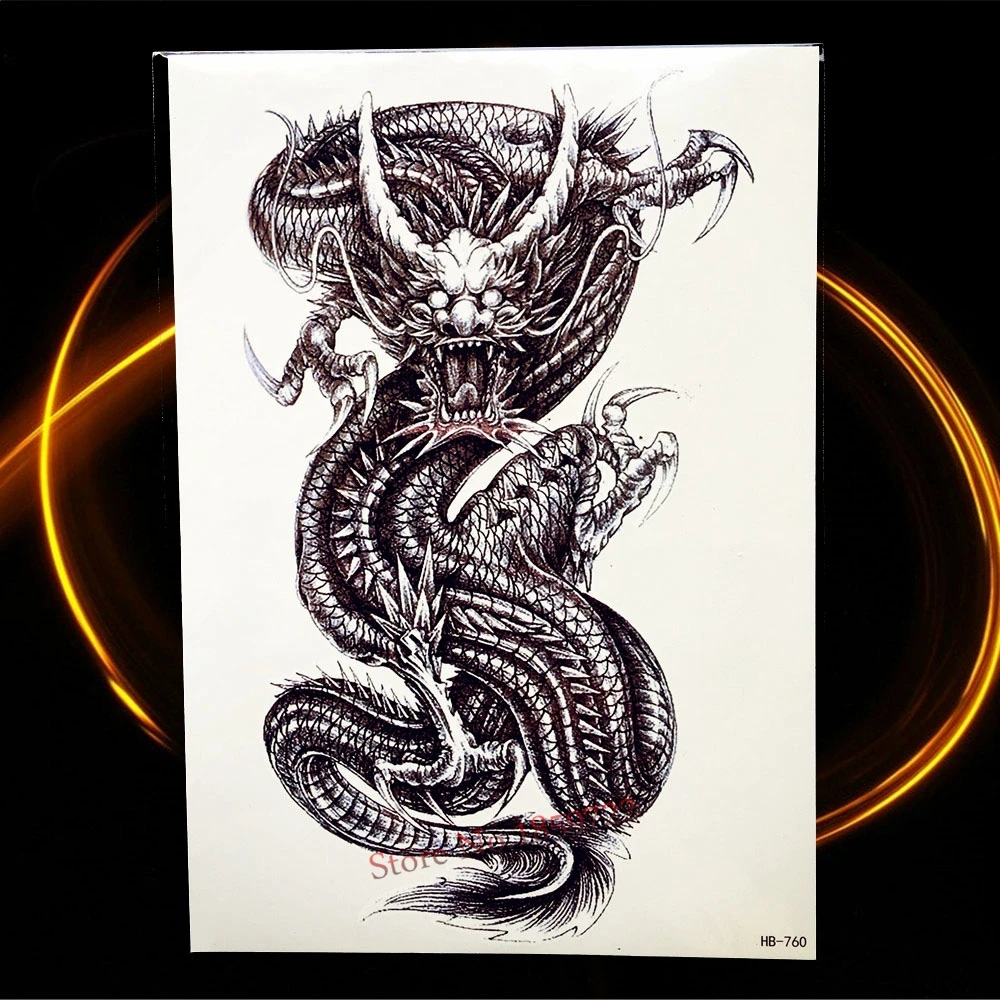 1 шт. Горячая 3D мультфильм дракон поддельные вспышки Водонепроницаемый татуировки наклейки HQS-A061 мужчин миф Dragon Ball боди арт рука рукав татуировки повязки - Цвет: HHB760
