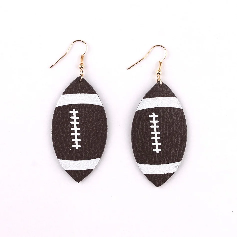 

Faux Leather Football Sport Drop Earrings