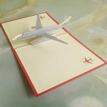 red cover Бумага ручной работы 3D стереоскопический самолет поздравительная открытка Складной Тип уникальные творческие Китайские Этнические ремесла открытки подарки - Цвет: red cover