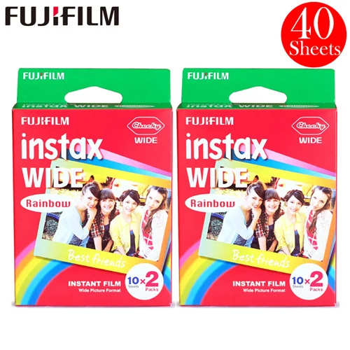 40 wide rainbow 10-100 пленки Fujifilm Instax Wide Instant White Edge монохромные пленки для камеры Fuji 100 200 210 300 500AF lomographic photo - Цвет: 40 wide rainbow