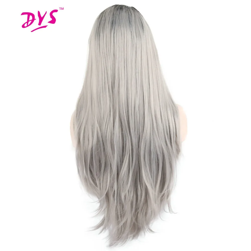 Deyngs длинные волнистые черные корни Омбре серый парик синтетические волосы для черных женщин половина ручной работы с натуральной линией волос