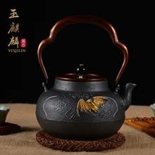 1.4L Золотой летучая мышь чугун без покрытия ремесла чайный набор кунг-фу чайник