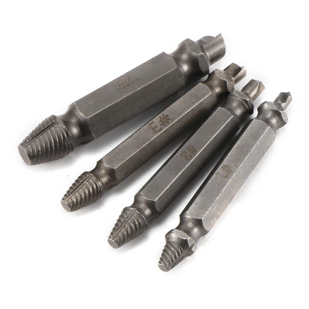 

4Pcs Screw Extractor Drill Bits Guide Set Broken Damaged Bolt Remover Double High Quality Ended Damaged Screw Extractor