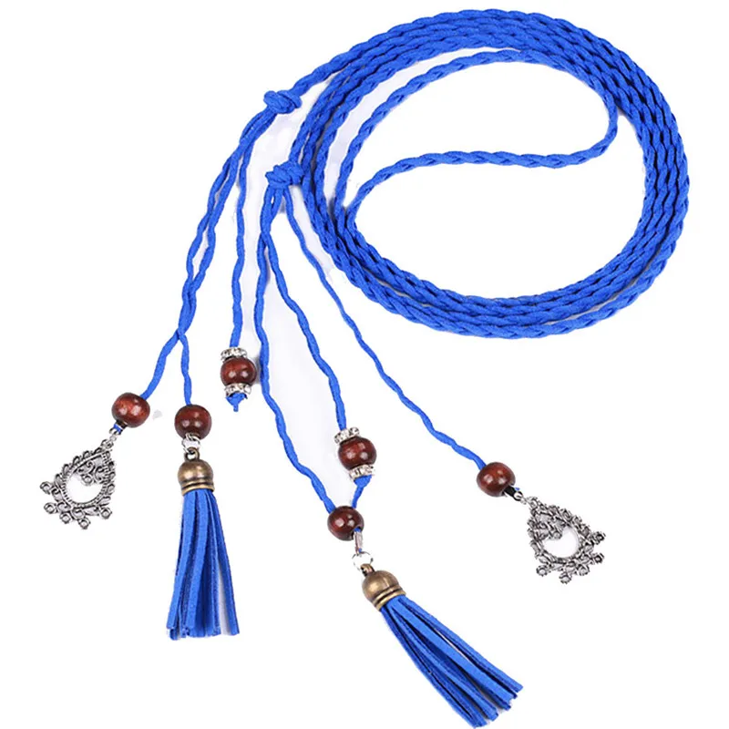 Women Fashion Folk-Custom Tassel Braided Pendant Waist Dress Belt Waistband for women Fashion Accessory 40FE0610
