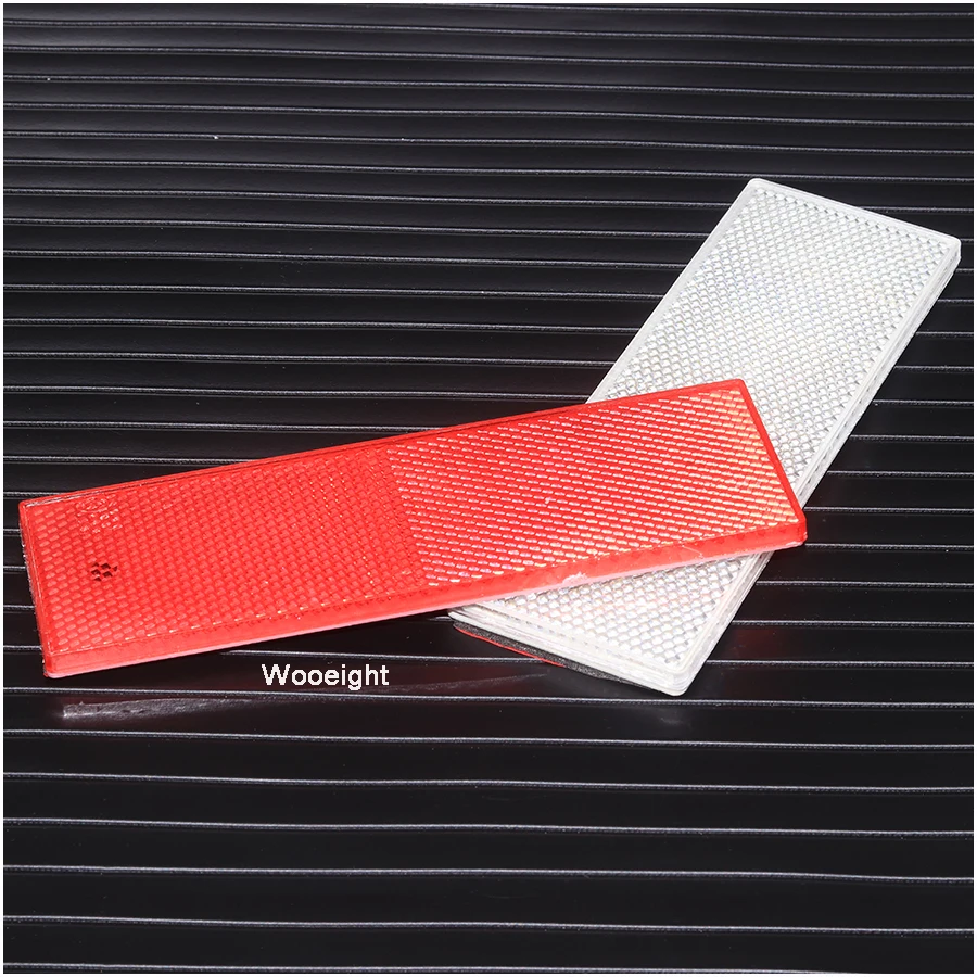 Wooeight 2Pcs 155cm Truck Motorcycle Adhesive Rectangle Plastic Reflector Reflective Warning Plate Stickers Rear Bumper Strips (5)