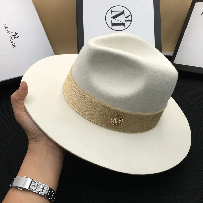 Chapeau Blanc élégant En Laine Fedora