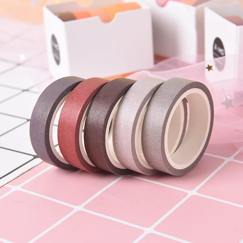 5 рулонов/упаковка DIY Сплошной Washi клейкая лента Декоративные Канцелярские Маскировочная клейкая лента для офиса ленты для альбома