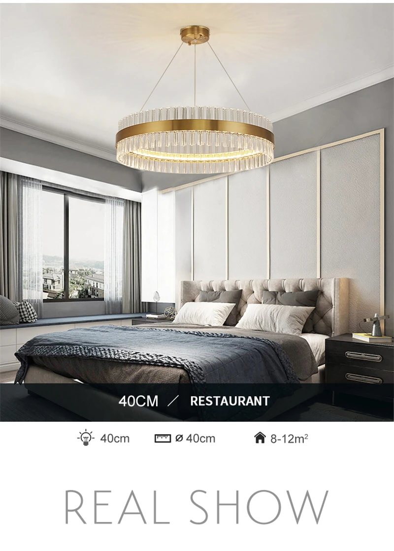 Modern Crystal pendant light For Living Room Gold-bronze LED Lustres De Cristal Home Decoration Hanging Lighting Fixtures