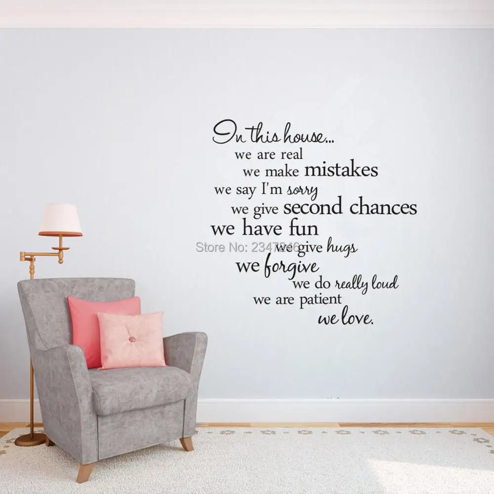 In This House We Are Real Vinyl Wall Decal Sign Lettering Home Decor Sticker 36/"
