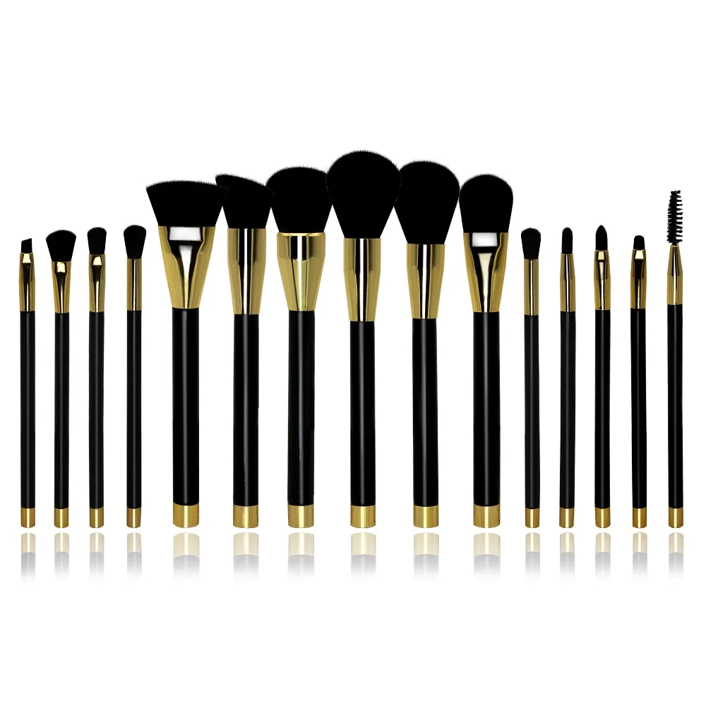 

HAPPY MAKEUP 15pcs Professional Makeup Brushes Set Synthetic Hair Eyeshadow Powder Foundation Blush Lip Eyelash Cosmetic Kit