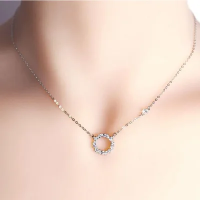 

DreamySky Drop Shipping Real Circle 925 Sterling Silver Necklaces For Women Jewelry Collar Colar de Plata