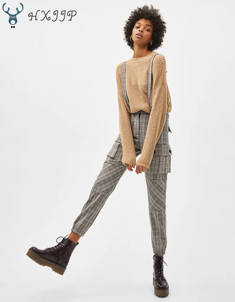 HXJJP New Suspender Belt Trousers Workwear Long Pants Ladies Belt Trousers Full Length Casual Women
