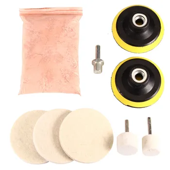

9pcs/set Watch Car Glass Polishing Kit Glass Scratch Removal Polishing Pad And Wheel 75mm Backing Pad 8Oz Cerium Oxide Powder
