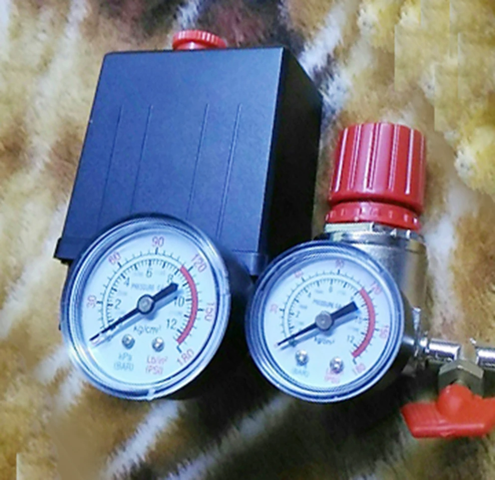 Воздушный компрессор давления клапан переключатель коллектор сброса манометры регулятора 7,25-125 PSI 240V 15A популярный