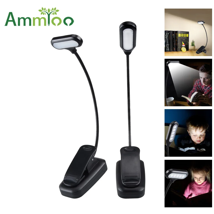 AmmToo Battery Powered LED Night Light Luminaria Clip-on Table/Desk/PC Lamps Eye Protection Reading Book Lights for Children | Лампы и