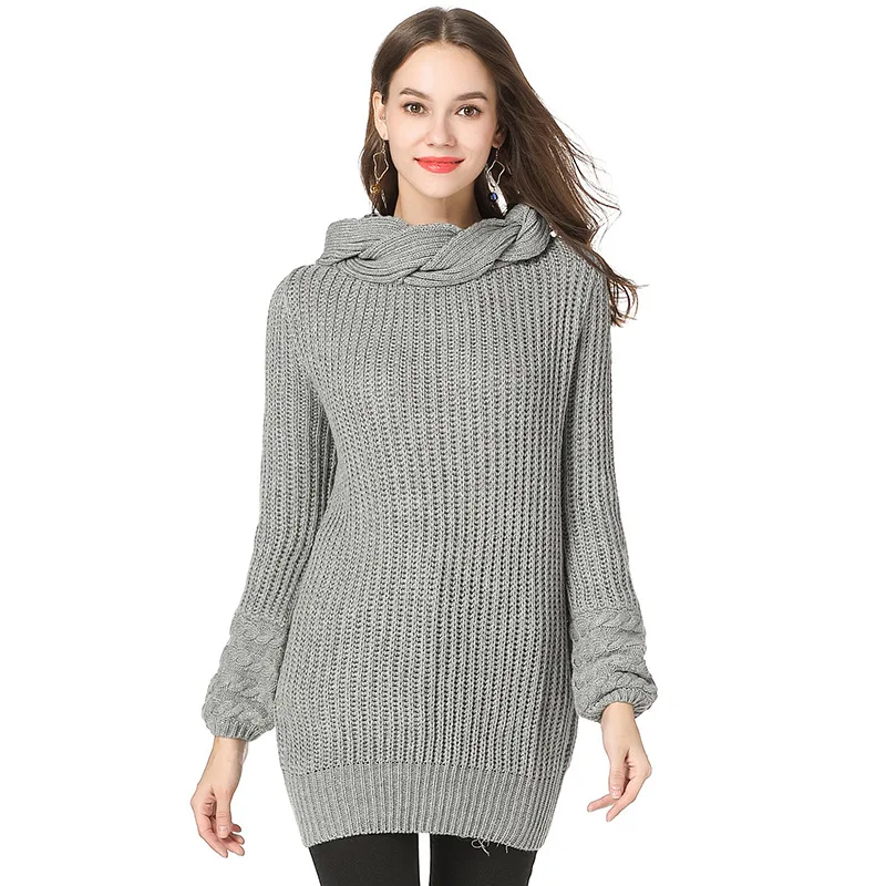 Autumn Women Long Sweater Female Pullovers Slash Neck Slim Sweatesr 2018 Winter New Fashion Solid Color Lady Basic Sweaters