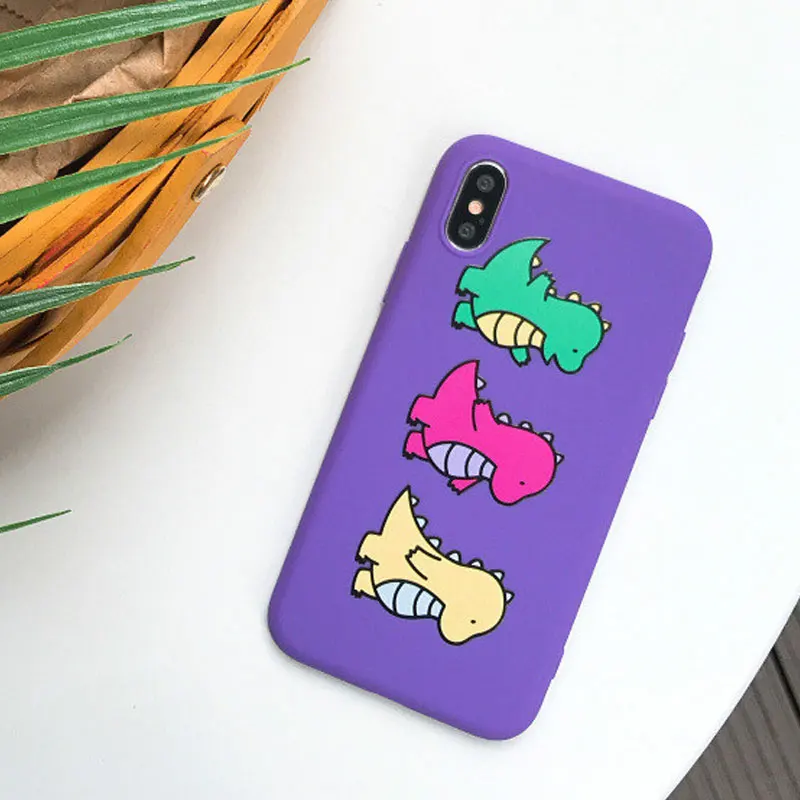 

Cute Dinosaur Phone Case for iphone X 8 7 6 6s Plus Cover Soft Patterned Funny Cases for iphone 7 8 Plus Matte Back Cover