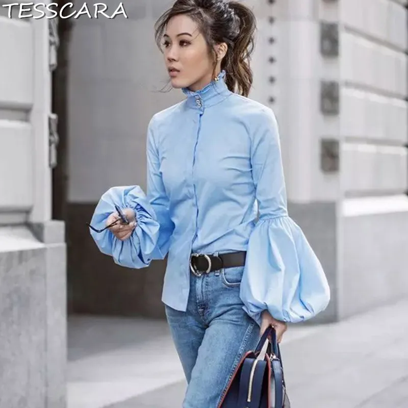 

Women Autumn Elegant Office Blouse Shirt Female Casual White Cotton Kimono Top Feminine Shirts Korean Womens Tops And Blouses