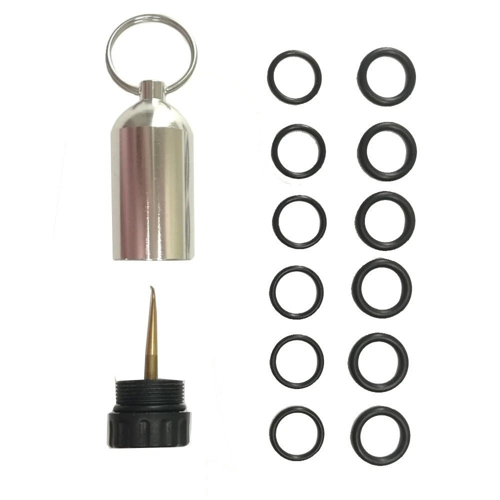 Мини Алюминиевый Дайвинг-бак с 12 о кольцами, латунный брелок для дайвинга, набор для ремонта дайвинга - Цвет: Silver