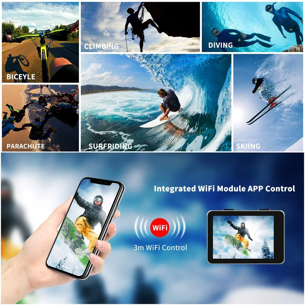 CARPRIE экшн Камера 4 K HD DVR видеокамеры Wi Fi экшн-камеры GO Pro Спорт действий Cam ультра 4 K Full 1080 P Hd, 4 k, Wi-Fi, Водонепроницаемый спортивные Камера#2 22 C0529