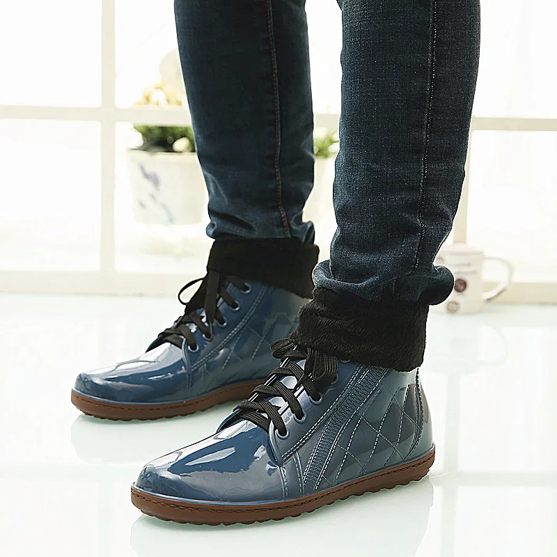mens lace up rain boots