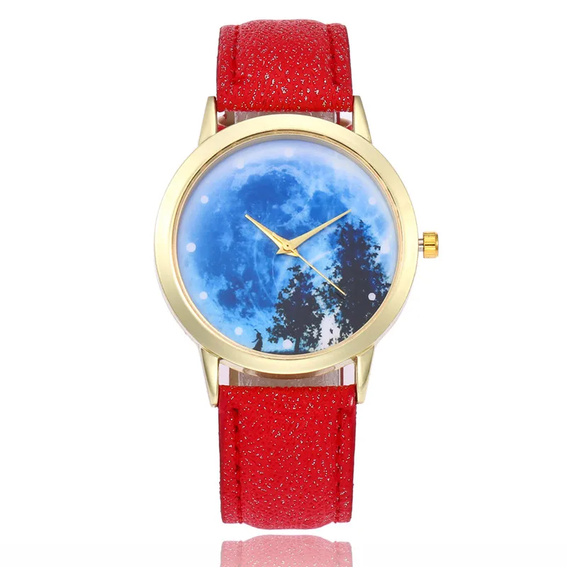 

LASPERAL Blue Sky Pattern Watch For Women Shining Sequins PU Leather Belt Quartz Watch Female Wrist Watch Bracelet Drop Shipping