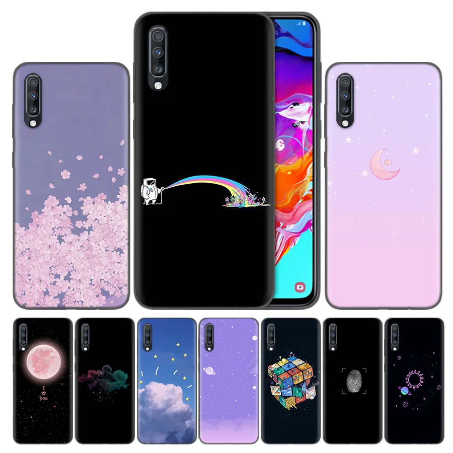 

TPU Shell Coque Caca Covers Case For Samsung Galaxy A7 A8 A9 A6 J4 J6 Plus 2018 Note 8 9 10 S7 Edge Fluorescent black stars