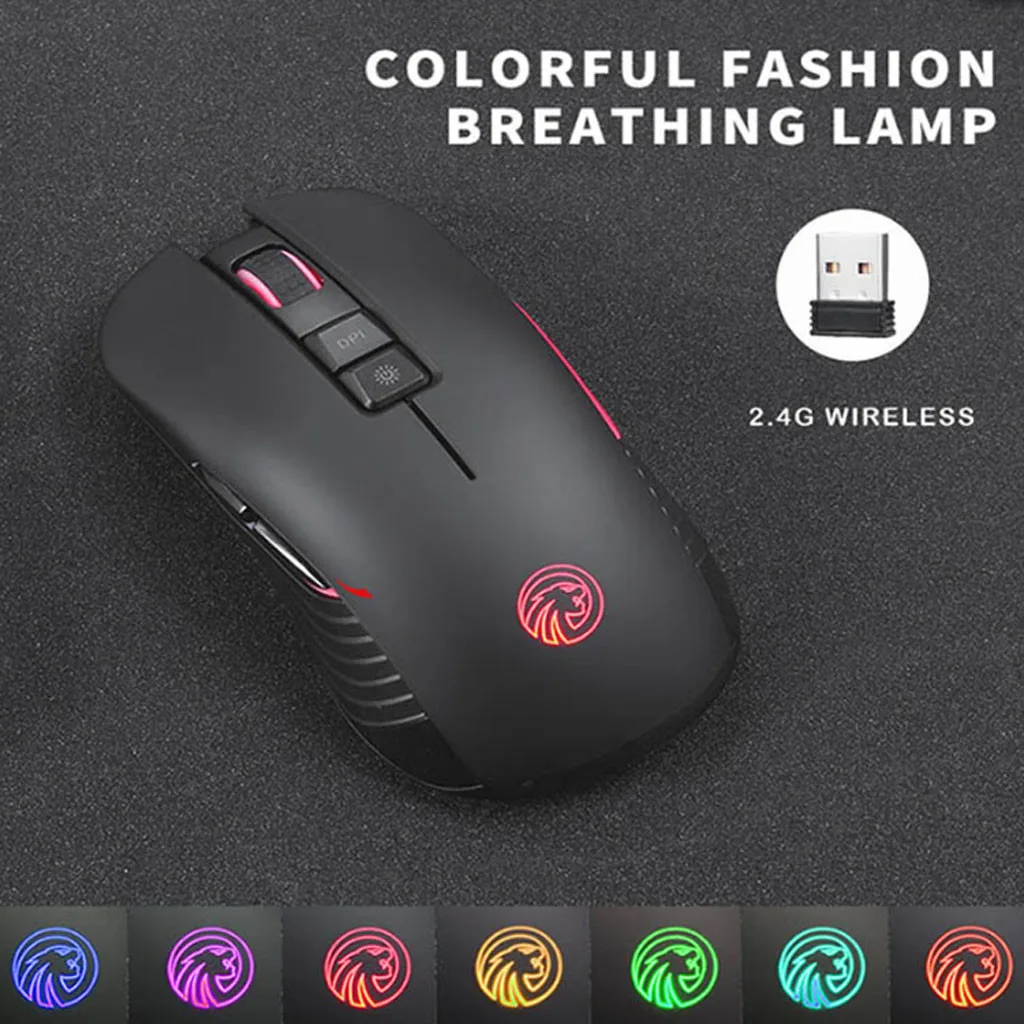 

M600 6 Buttons Wireless Mouse Rechargeable 2400DPI USB Gaming Mouse Mice for Laptop Notebook with USB Receiver M07