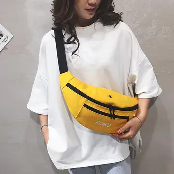

Waist Bag Women 2019 New Canvas Leisure Fashion Sport Fanny Pack For Girls Letter Bum Bag Packs fashion Chest Crossbody bag Belt