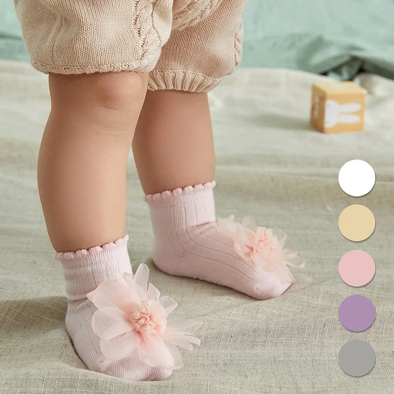Для новорожденных обувь для девочек большой лук колено высокие мягкие хлопковые кружевные детские носки дети дропшиппинг детские носки