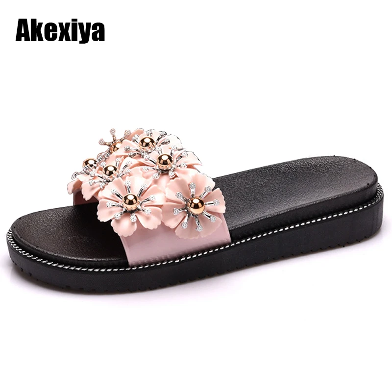 

Suihyung New Summer Women's PVC Slippers Flowers Female Non-slip Beach Slippers Flip Flops Sandals Slippers M620
