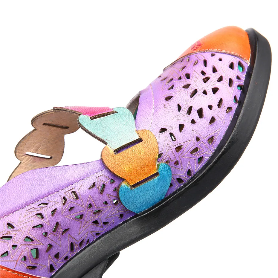 Retro Handmade Pumps Women Shoes 2019 Summer Genuine Leather Lady Shoes Mixed Colors Mid Heel Mary Jane Shoes Woman Plus Size 42 (4)