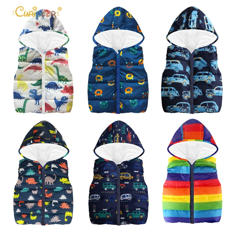 

Baby Vest 2019 Newest Spring Cartoon Floral Butterfly Printed Vests Thick Hooded Jackets for Girls and Boys Kids Warm Vest