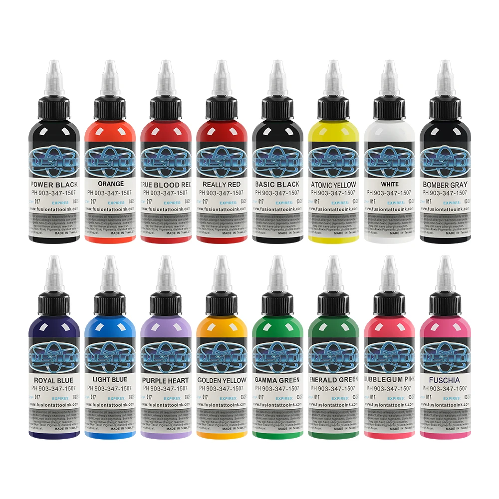 

High quality 16Pcs Fusion Tattoo Ink 16 Colors Set 1 oz 30ml/Bottle Tattoo inks Pigment Kit for 3D makeup beauty skin body art