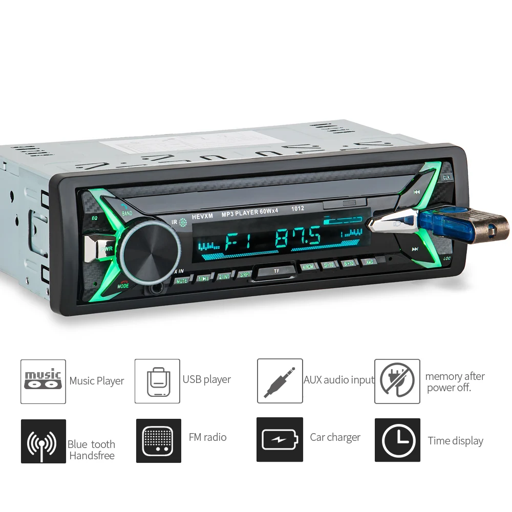 LaBo Radio de coche 1din Autoradio entrada Aux receptor Bluetooth Radio Estéreo MP3 reproductor Multimedia soporte FM/MP3/WMA /USB/tarjeta SD