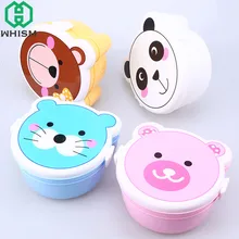 WHISM пластиковый Ланч-бокс портативный милый двойной Студенческая коробка для завтрака используется для микроволнового нагрева с ложкой