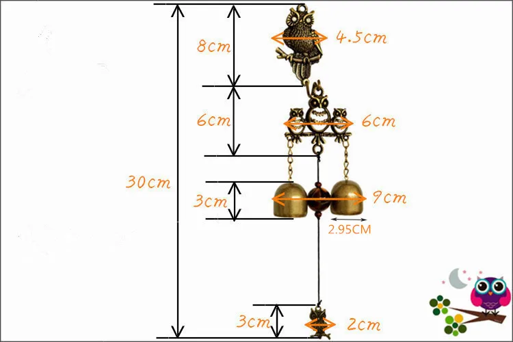 BUF медная Сова колокольчики античные украшения дома ветряные колокольчики Роскошные ретро настенные украшения подарок