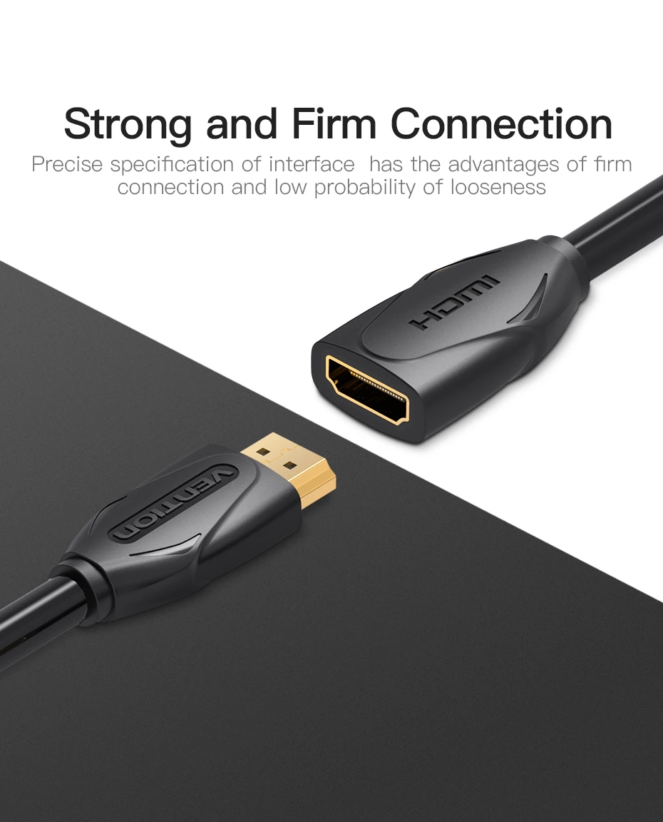 Vention Удлинительный кабель, HDMI мужчин и женщин 1,5 м/2 м/3 м/5 м HDMI 4 к 3D 1,4 в HDMI удлинитель для HD tv ЖК-дисплея ноутбука PS3 проектор