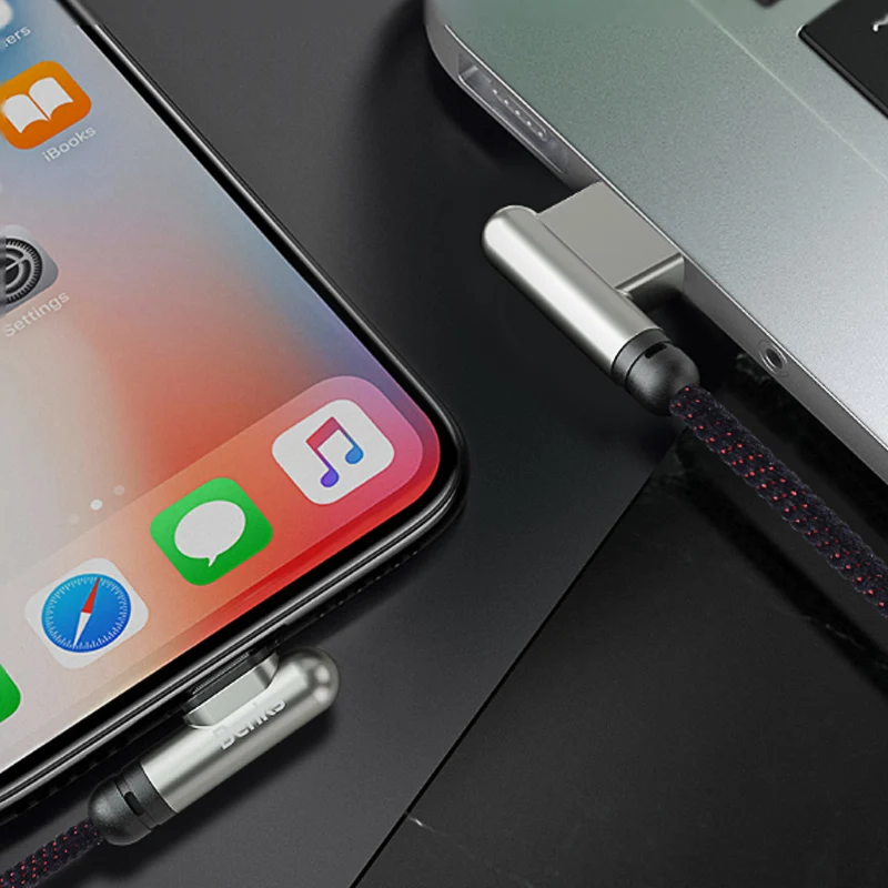 Benks 90 градусов локоть Быстрая зарядка кабель для передачи данных iPhone 7 8 X XR XS MAX