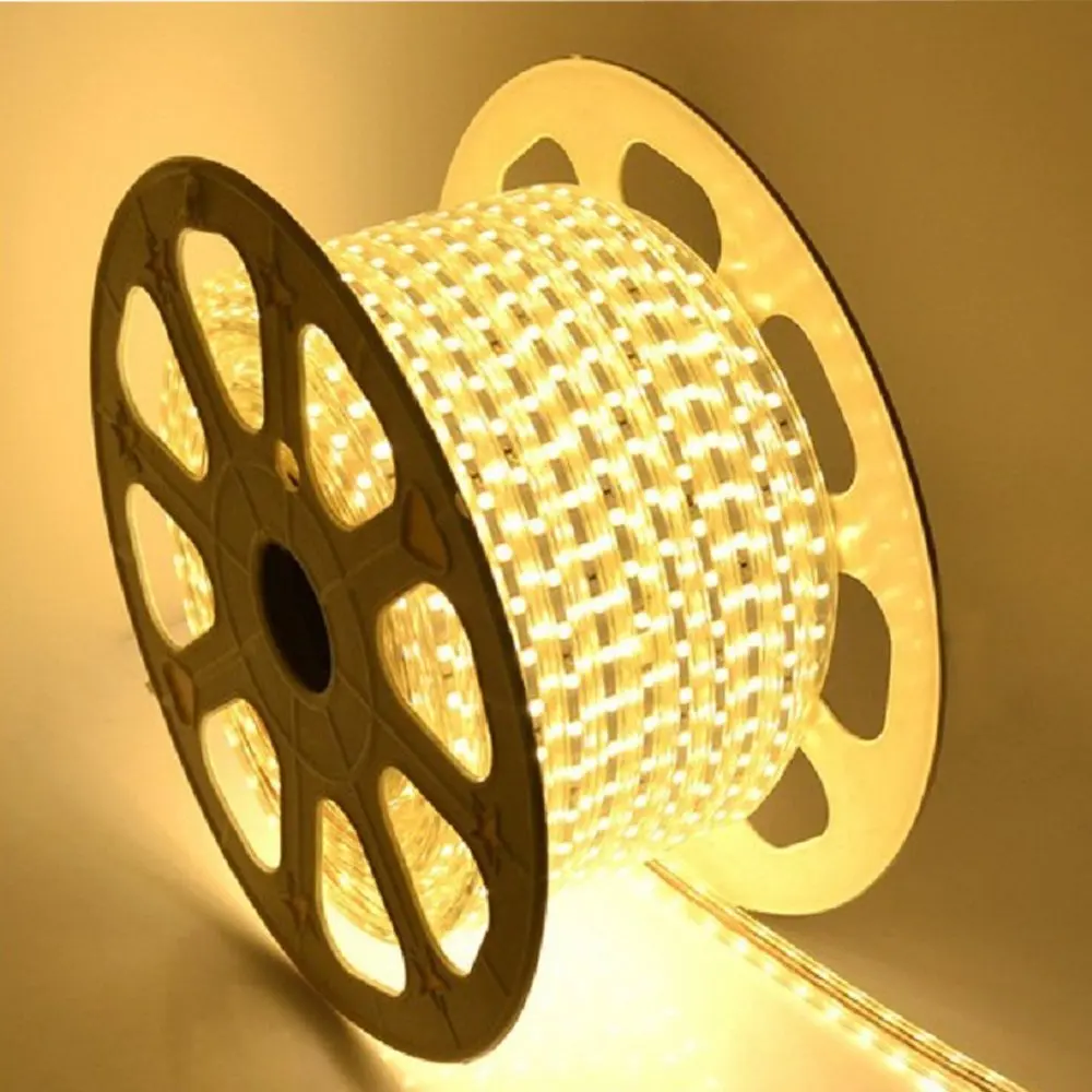 #cheap SMD 5050 AC220V Warm White LED Strip Flexible Light 60 led m Waterproof Led Tape LED Light With Power Plug 100M