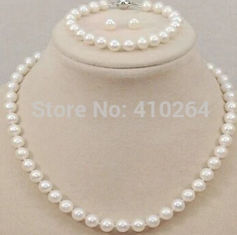 

hot sell AA 8-9mm 9-10mm akoya white pink Pearl Necklace Bracelet Earrings