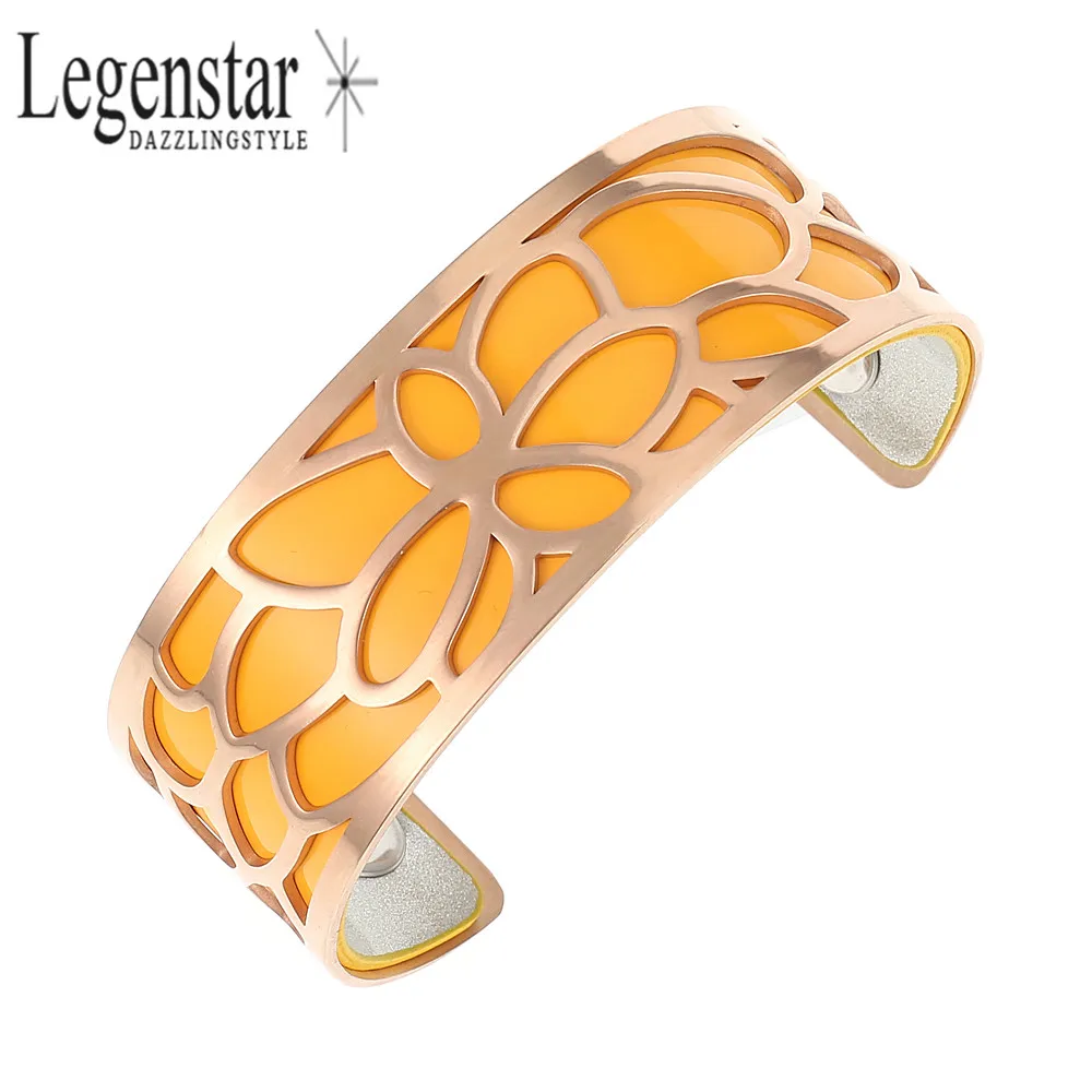 

Legenstar Rose Gold Cuff Bangles & Bracelets for Women Lily Pulseiras Stainless Steel Jewelry Reversible PU Leather Bracelet